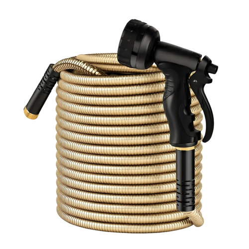 100FT Stainless Steel Water Hose with 10 Function Nozzle System
