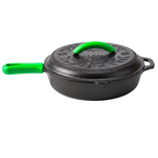 2 Quart Cast Iron Skillet with Lid and Silicone Handle Covers