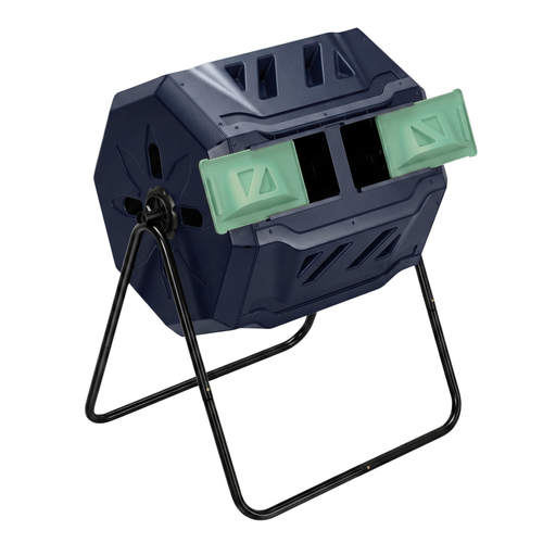 150L Dual Chamber Compost Tumbler with Adjustable Steel Frame