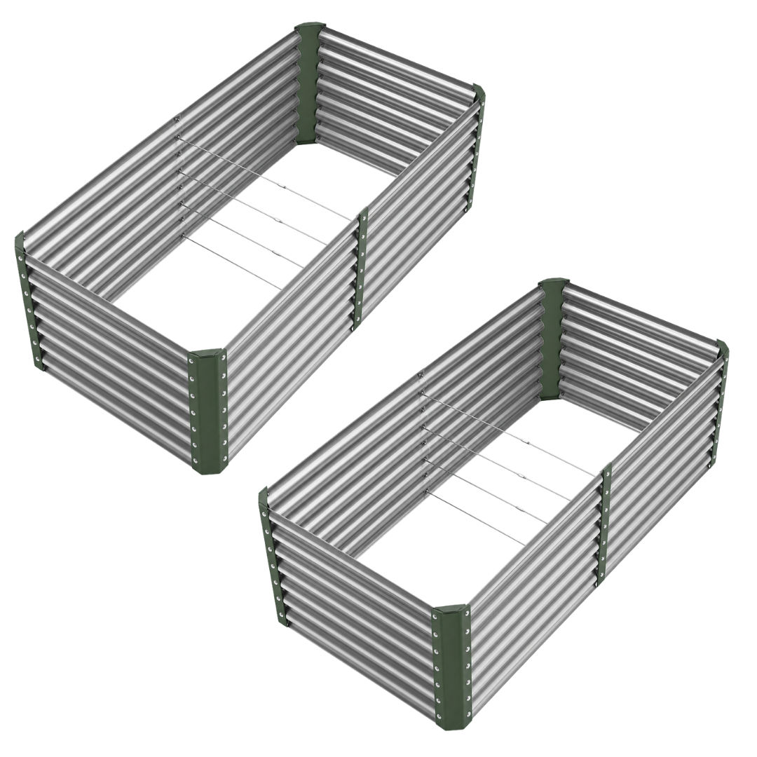2 Pack 72×36×24 in Galvanized Metal Raised Garden Bed Planter Kit