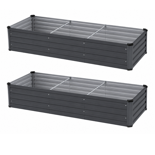 2 Pack Galvanized Raised Garden Beds 6 x 2 x 1 FT Metal Planter Kit