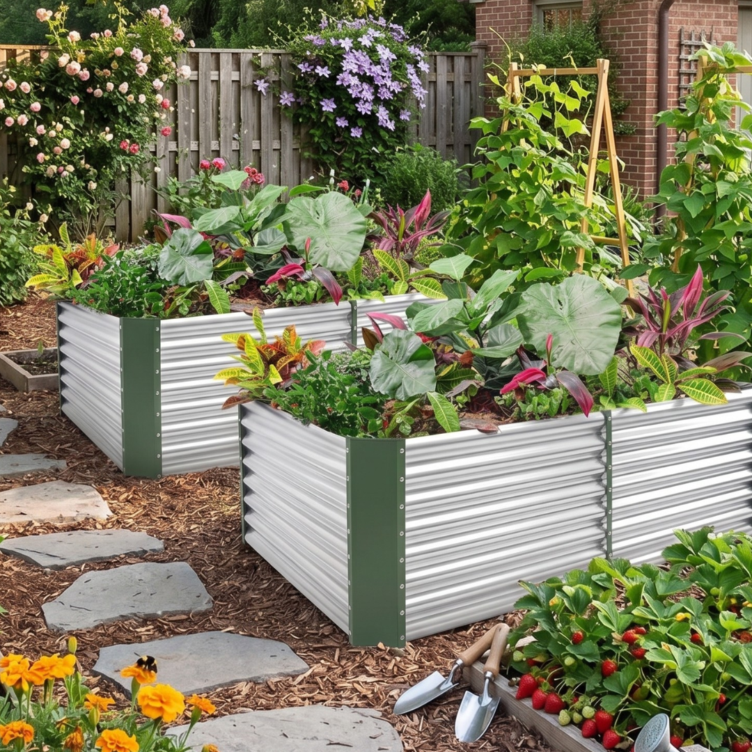 2 Pack 72×36×24 in Galvanized Metal Raised Garden Bed Planter Kit