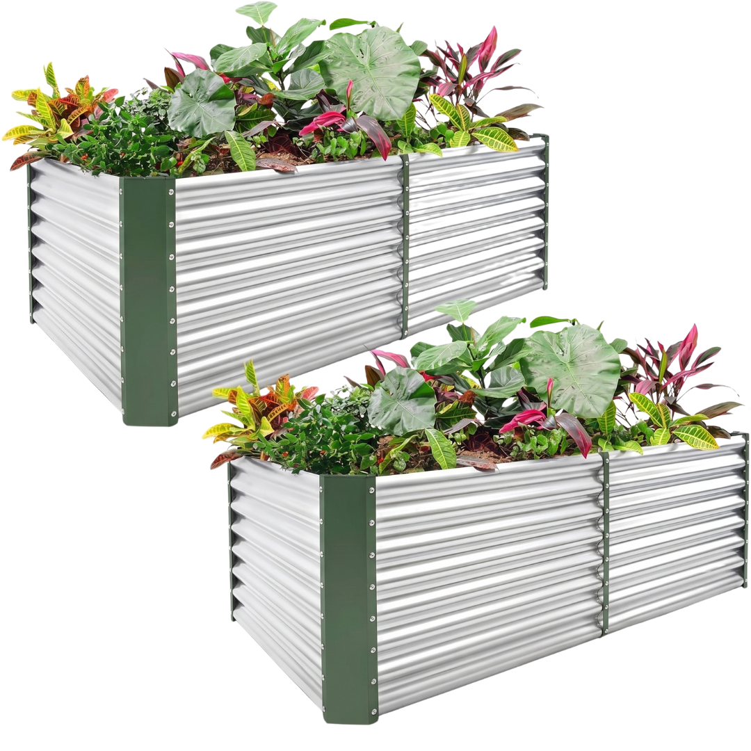 2 Pack 72×36×24 in Galvanized Metal Raised Garden Bed Planter Kit