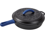 2 Quart Cast Iron Skillet with Lid and Silicone Handle Covers