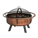 32 Inches Round Metal Wood Burning Fire Pit with Mesh Cover for Patio