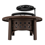 36 Inch Wood Burning Fire Pit Table with Dual Grills and Tabletop Lid