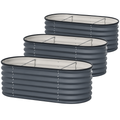 3 Pack Galvanized Raised Garden Bed Kit 4 x 2 x 1.5 ft Oval Planters