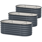 3 Pack Galvanized Raised Garden Bed Kit 4 x 2 x 1.5 ft Oval Planters