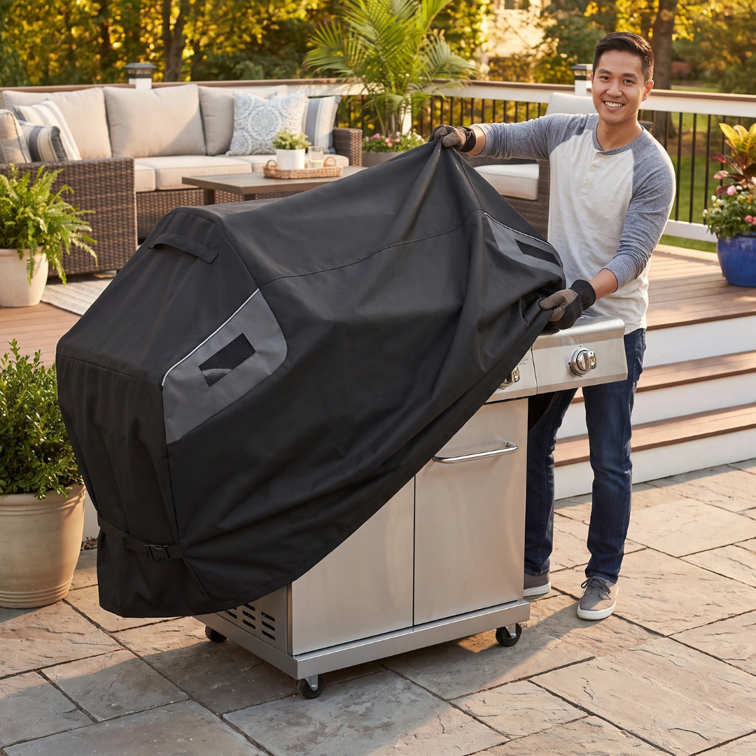 55 Inch Water-Resistant Grill Cover for 3-4 Burner Outdoor BBQ Grills