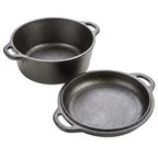 5 Quart Cast Iron Double Dutch Oven and Matching Skillet Lid Combo
