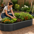 5ft Oval Galvanized Raised Garden Bed for Vegetables and Herbs