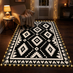 5x8 ft Reversible Patio Rug with LED Strip Light and 9 ft Cord