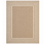5x8 ft Water Resistant Area Rug with Striped Border, Rectangular