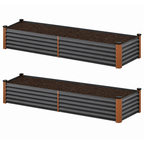 8 x 4 x 1 ft Galvanized Raised Garden Bed 2 Pack Metal Planter Boxes
