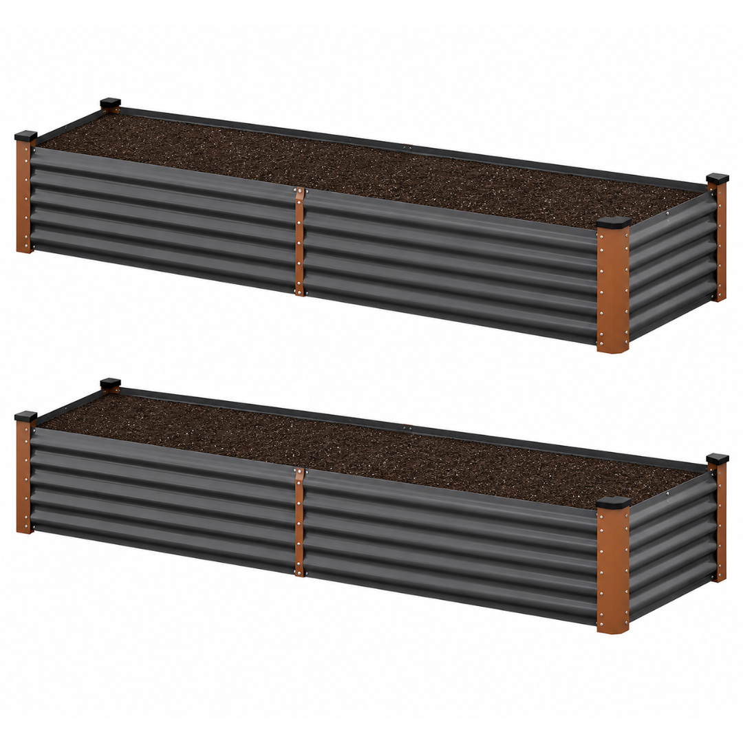 8 x 4 x 1 ft Galvanized Raised Garden Bed 2 Pack Metal Planter Boxes