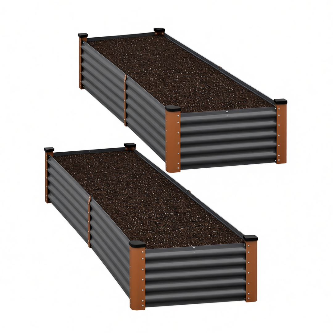 8 x 4 x 1 ft Galvanized Raised Garden Bed 2 Pack Metal Planter Boxes