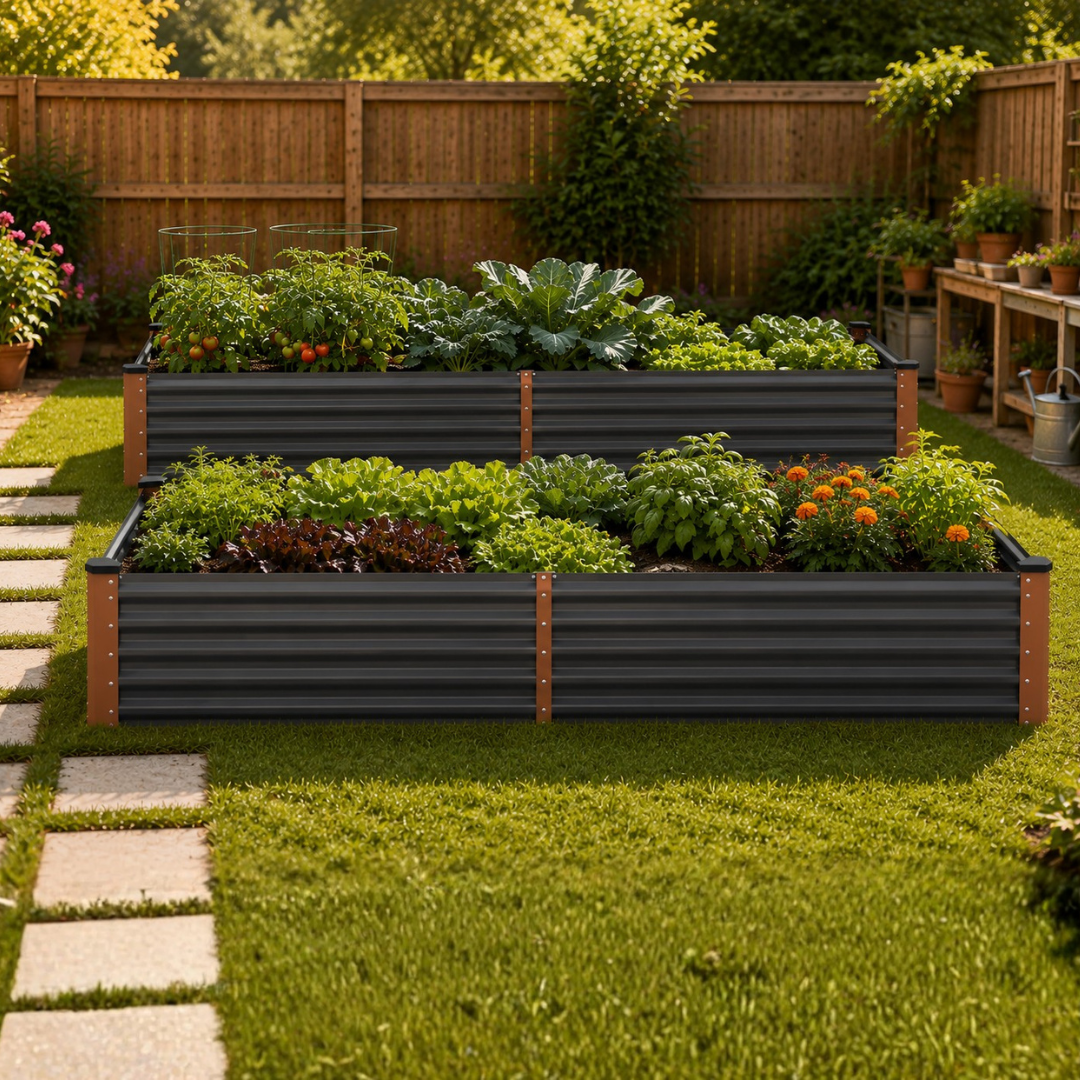 8 x 4 x 1 ft Galvanized Raised Garden Bed 2 Pack Metal Planter Boxes