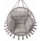 Boho Macrame Hammock Chair with Cushion for Patio and Porch Use