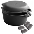 2-in-1 Pre-Seasoned Cast Iron Dutch Oven with Skillet Lid Combo