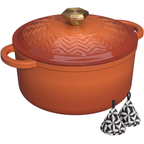 Enameled Cast Iron Dutch Oven with Moisture-Seal Lid and Potholders