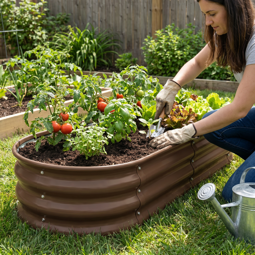 Galvanized Raised Garden Bed Kit 4 x 2 x 1 ft Metal Planter, Oval