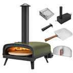 Outdoor Wood Pellet Pizza Oven with Rotating Stone and Cover Kit