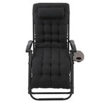 Folding Reclining Patio Chair with Cushion, Side Tray, and Head Pillow
