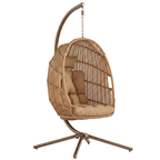 Wicker Hanging Egg Chair with Stand, Cushions, and 350 lb Capacity
