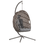 Wicker Hanging Egg Chair with Stand, Cushions, and 350 lb Capacity