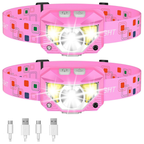 Rechargeable LED Headlamp Flashlight with Sensor, 8 Modes, 2-Pack