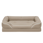Soft Pet Bed with Bolsters, Anti-Slip Bottom, Removable Cover
